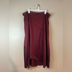 Future Collective Burgundy Satin Slip Midi Skirt